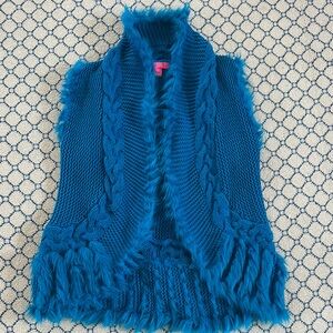 Lilly Pulitzer Blue Cable Knit Cardigan  Vest